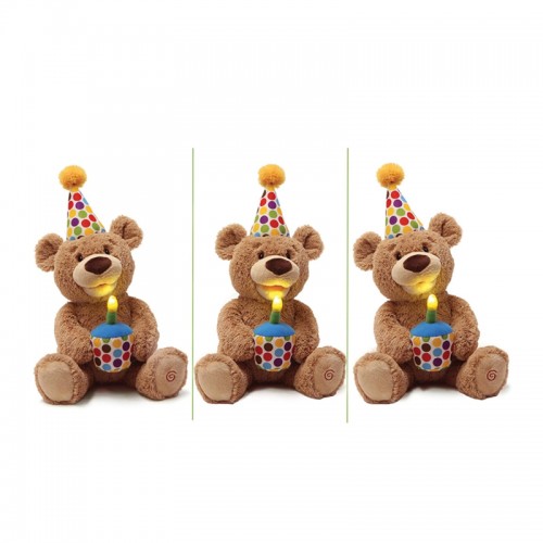 Gund Happy Birthday Bear Animated Plush Toy 14"| 0 months+ | Peek-a-boo Plush Toy | Baby Soft Toy | Stuffed Toy